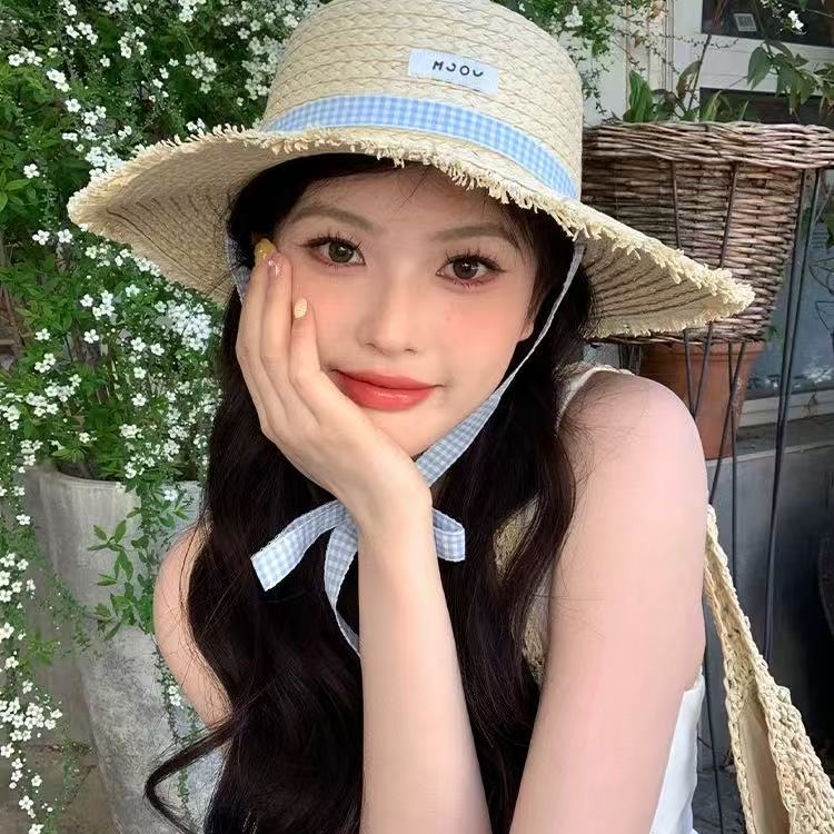 草帽春季宽檐女帽子春夏手工草帽户外防晒帽太阳帽遮阳帽大帽