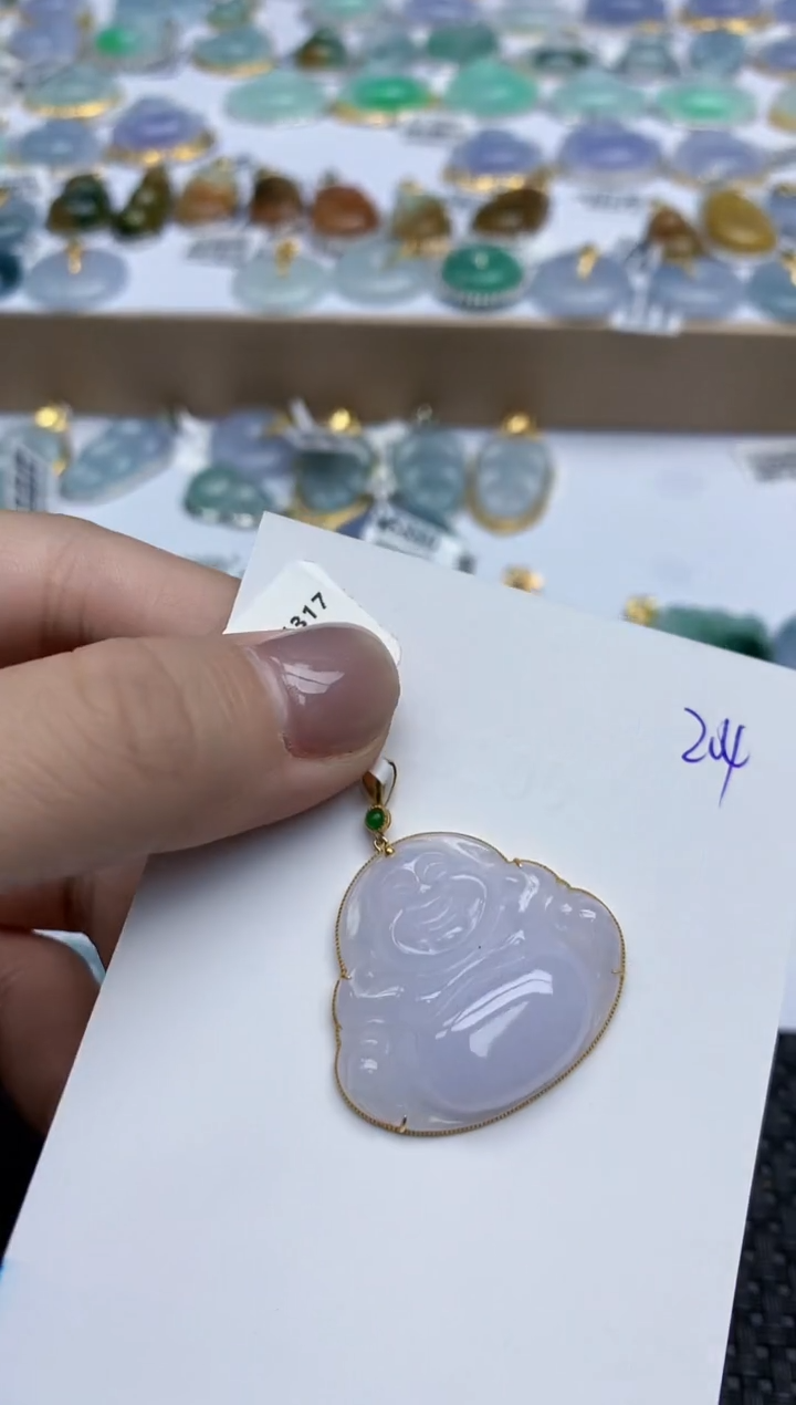 【闪购商品】翡翠颈饰18K金镶嵌天然翡翠A货