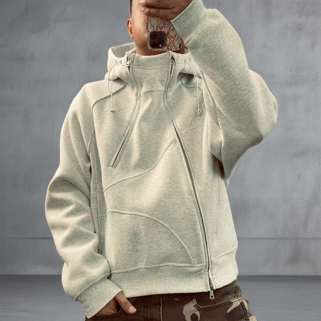 冬季纯色设计新品重磅连帽运动休闲美潮卫衣男女同款外套WY1087