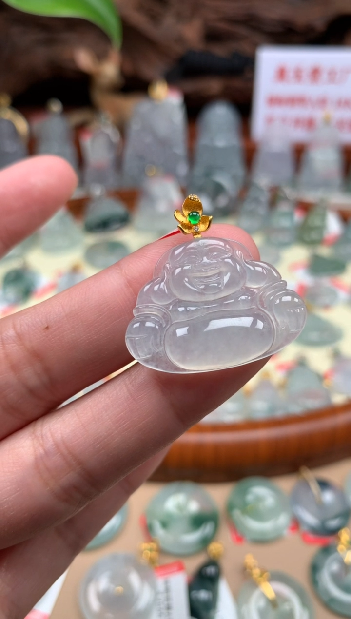 【闪购商品】翡翠颈饰18K金镶嵌佛公