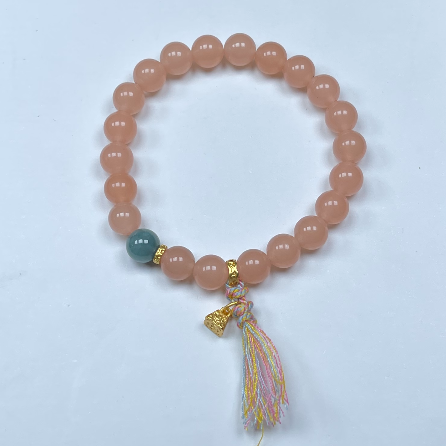 新疆金丝玉藕粉配危料翡翠珠子带流苏古风 多样性发--Y6852