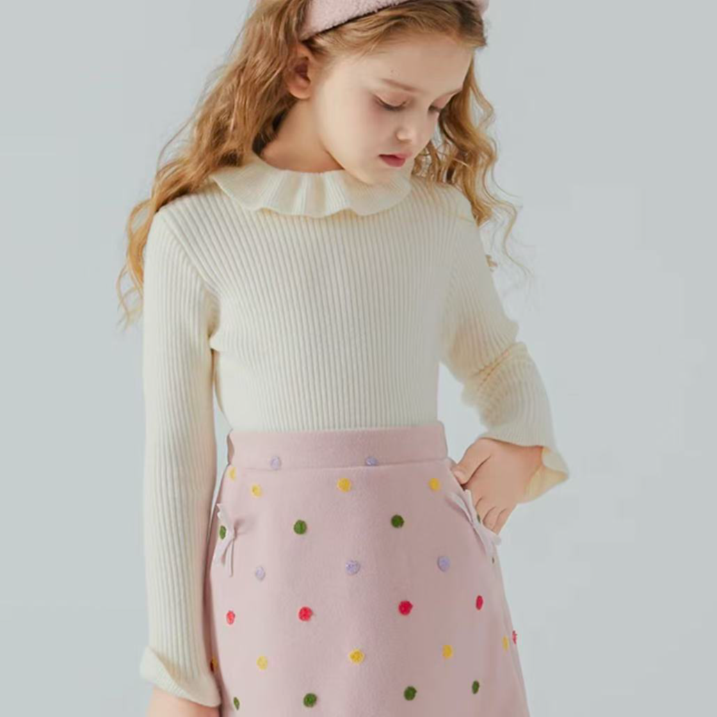 2025年荷叶边洋气打底衫女童洋气内搭毛衣