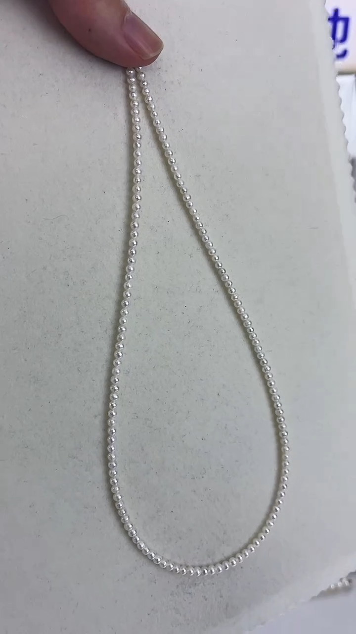 颈饰银S925镶嵌淡水珍珠天然珍珠小米珠baby链3-4