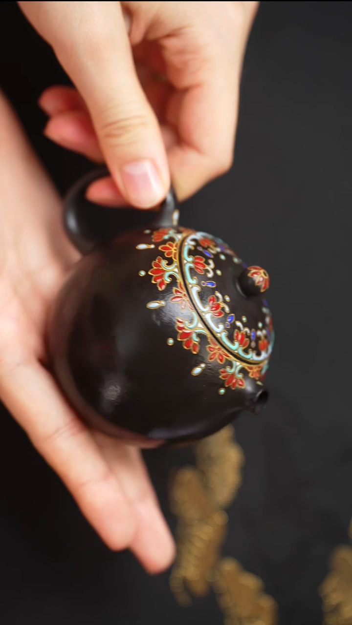 茶壶紫砂朱泥焐灰还原烧珐琅彩西施150cc