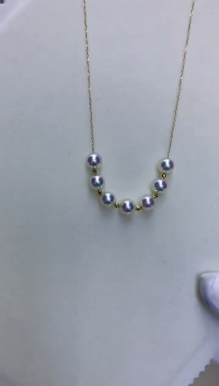 【闪购商品】海水珍珠商品18K金镶嵌6-7微笑满天星项链