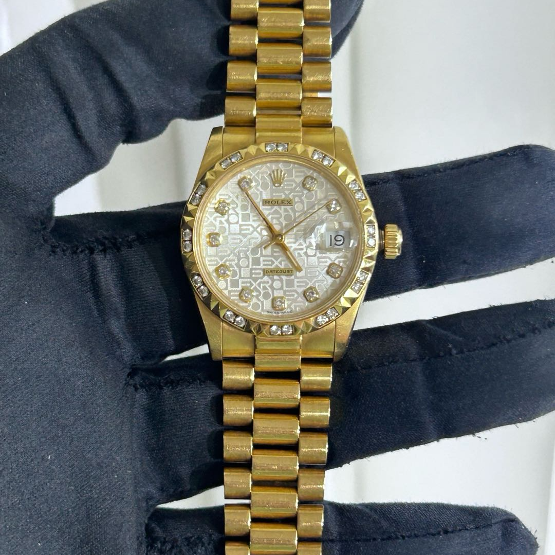 99新 Rolex/劳力士 日志-68258-A1281-白纪念纹盘钻刻-31mm