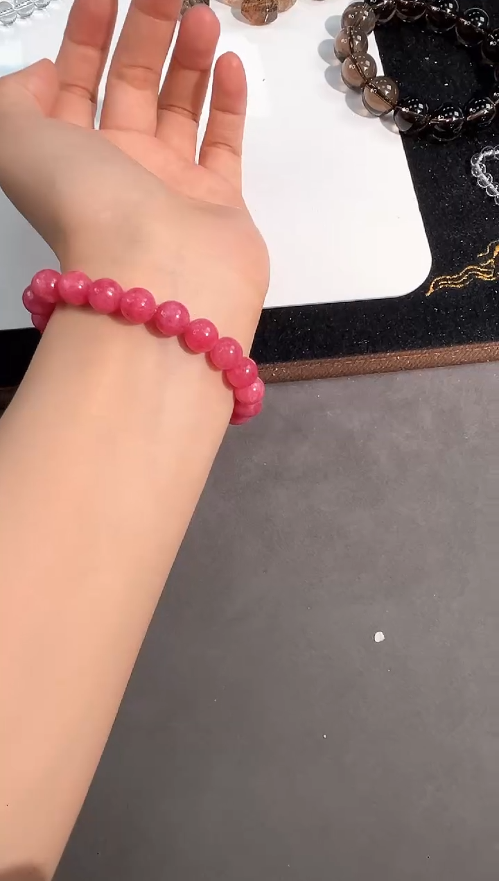 蔷薇辉石未镶嵌手串40号蔷薇辉石单圈8mm