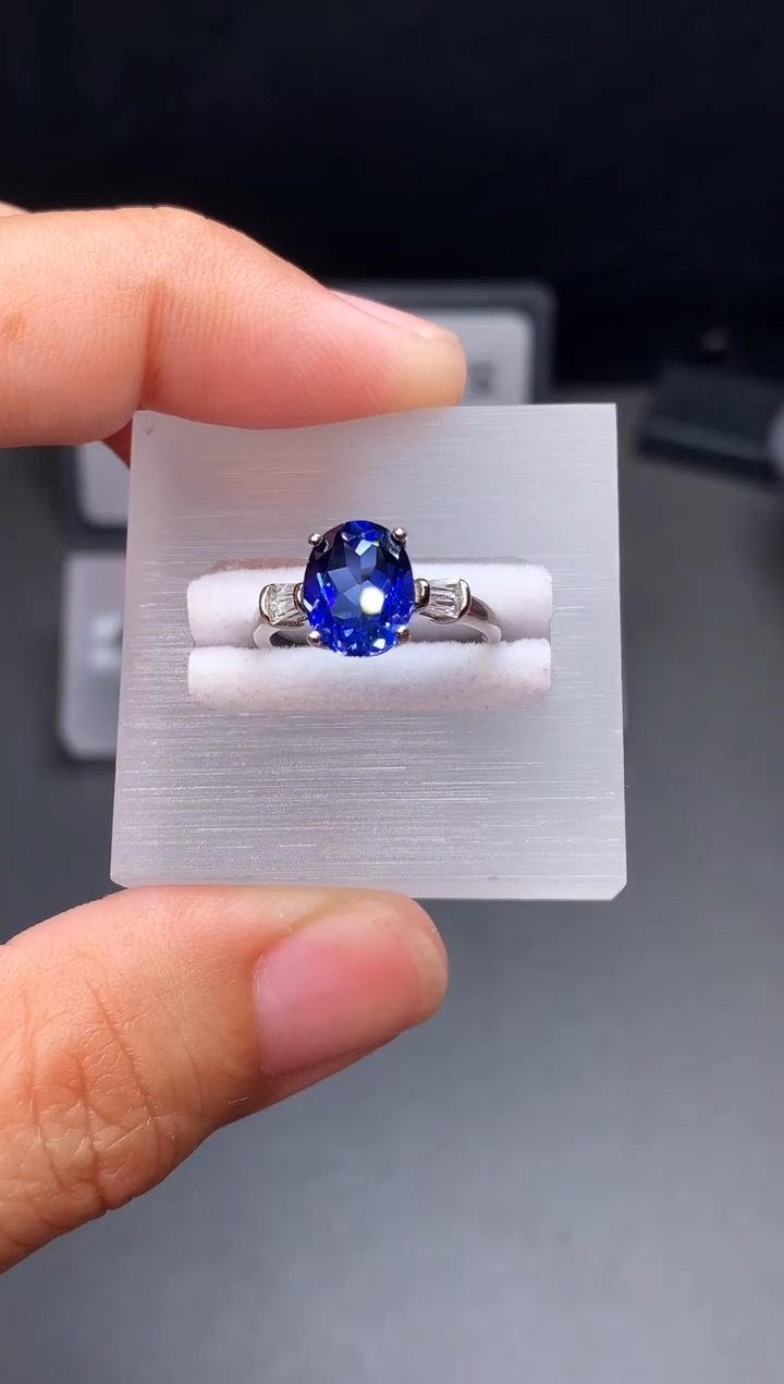 戒指蓝宝石银S925镶嵌11