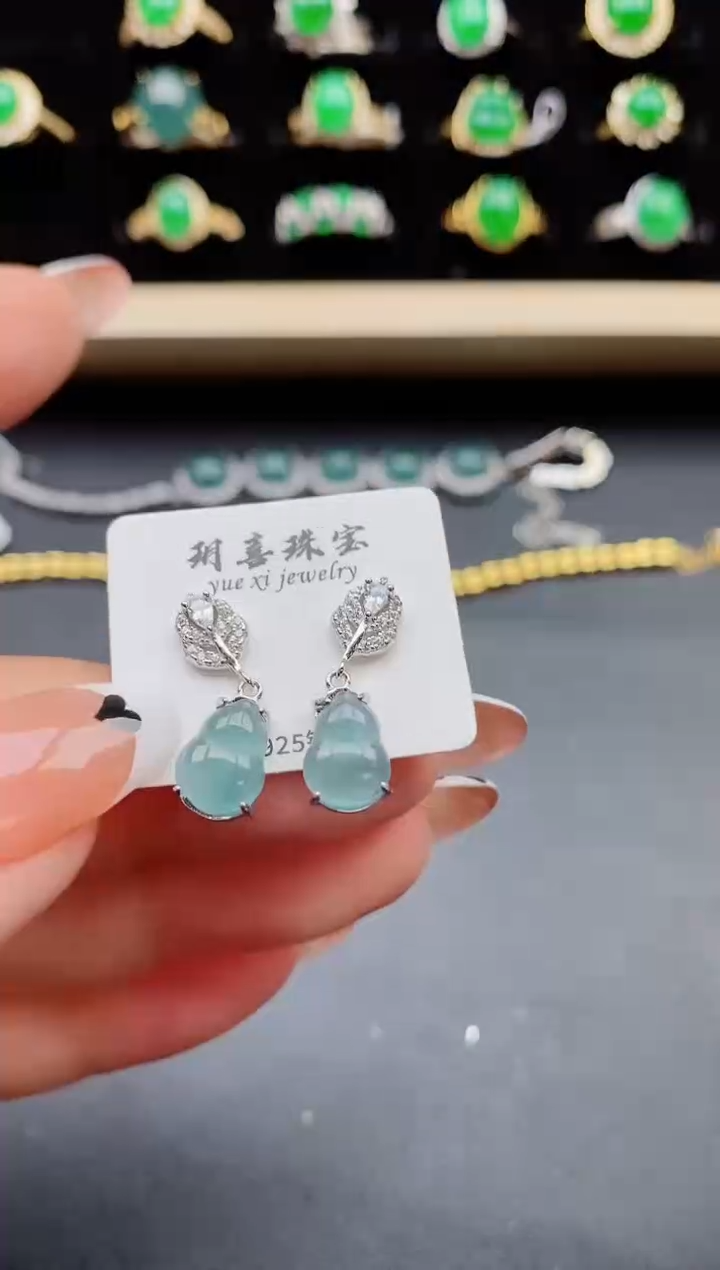 【闪购商品】翡翠耳饰银S925镶嵌321321