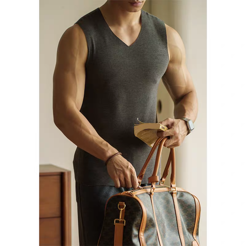 812男秋冬季V领保暖加绒