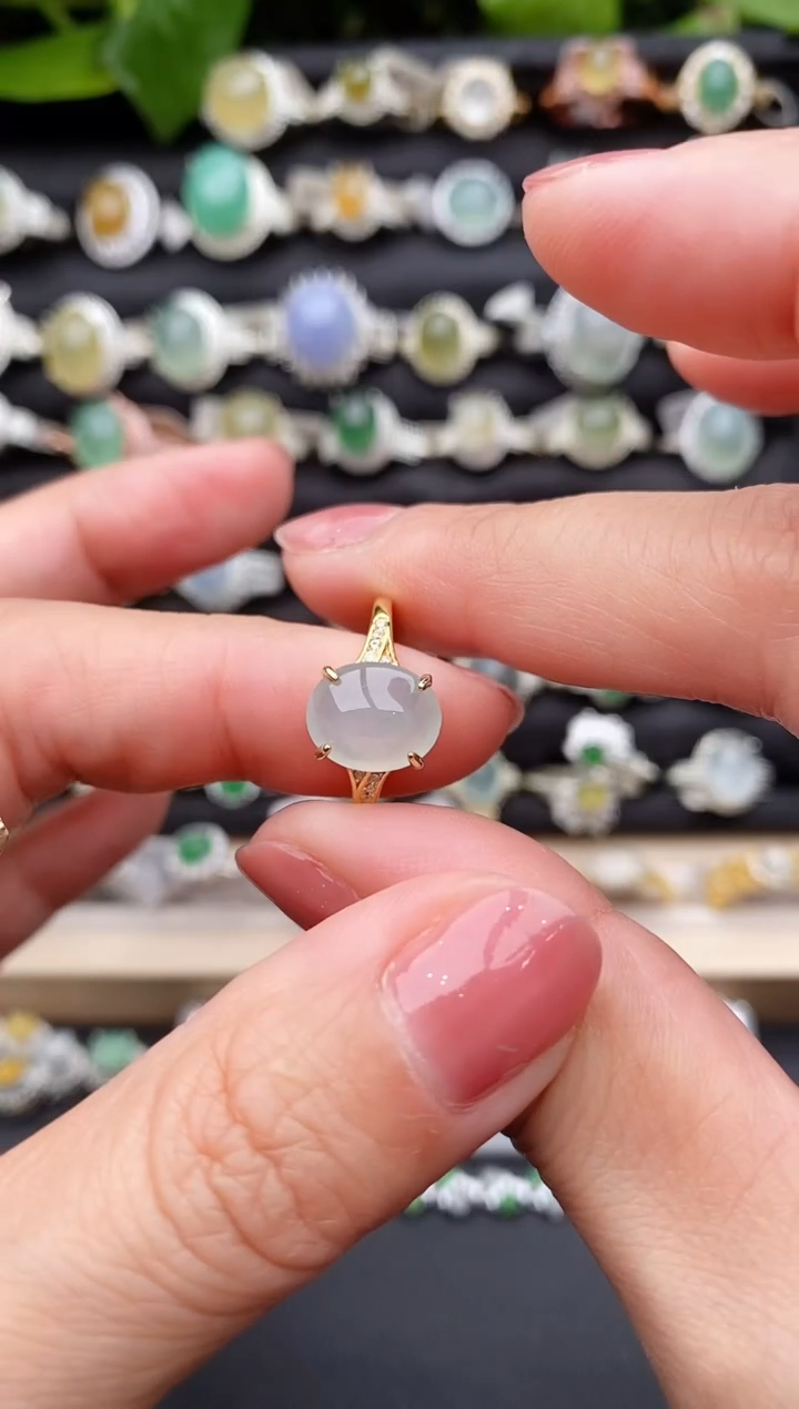 【闪购商品】翡翠戒指银S925镶嵌缅甸天然A货翡翠11  1-2