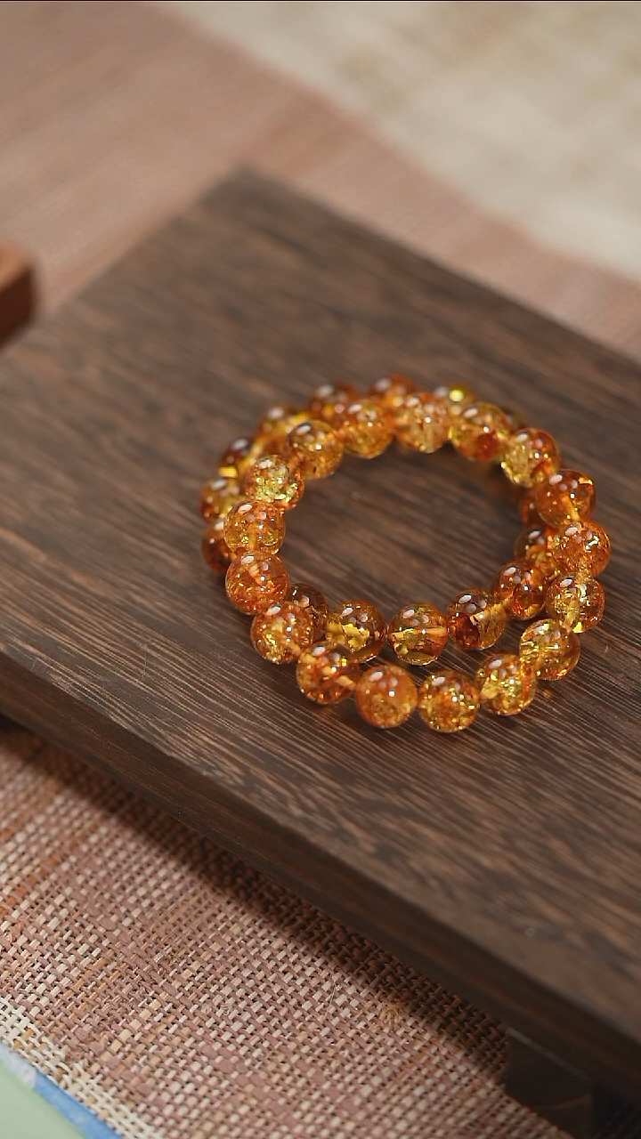 裸石琥珀（花珀）未镶嵌俄料花珀12mm 素圈手串（多样性发其一）