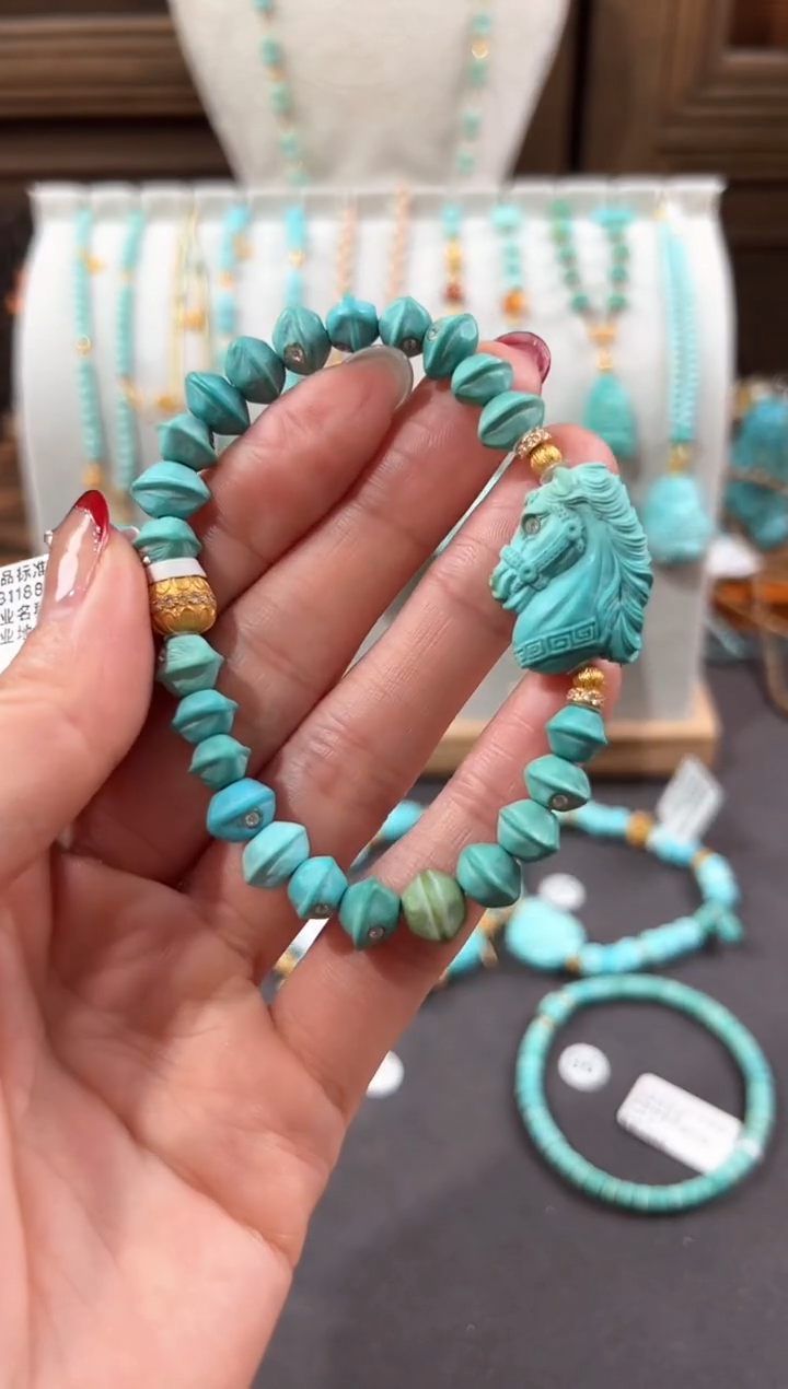 【闪购商品】绿松石手链18K金镶嵌绿松石手链