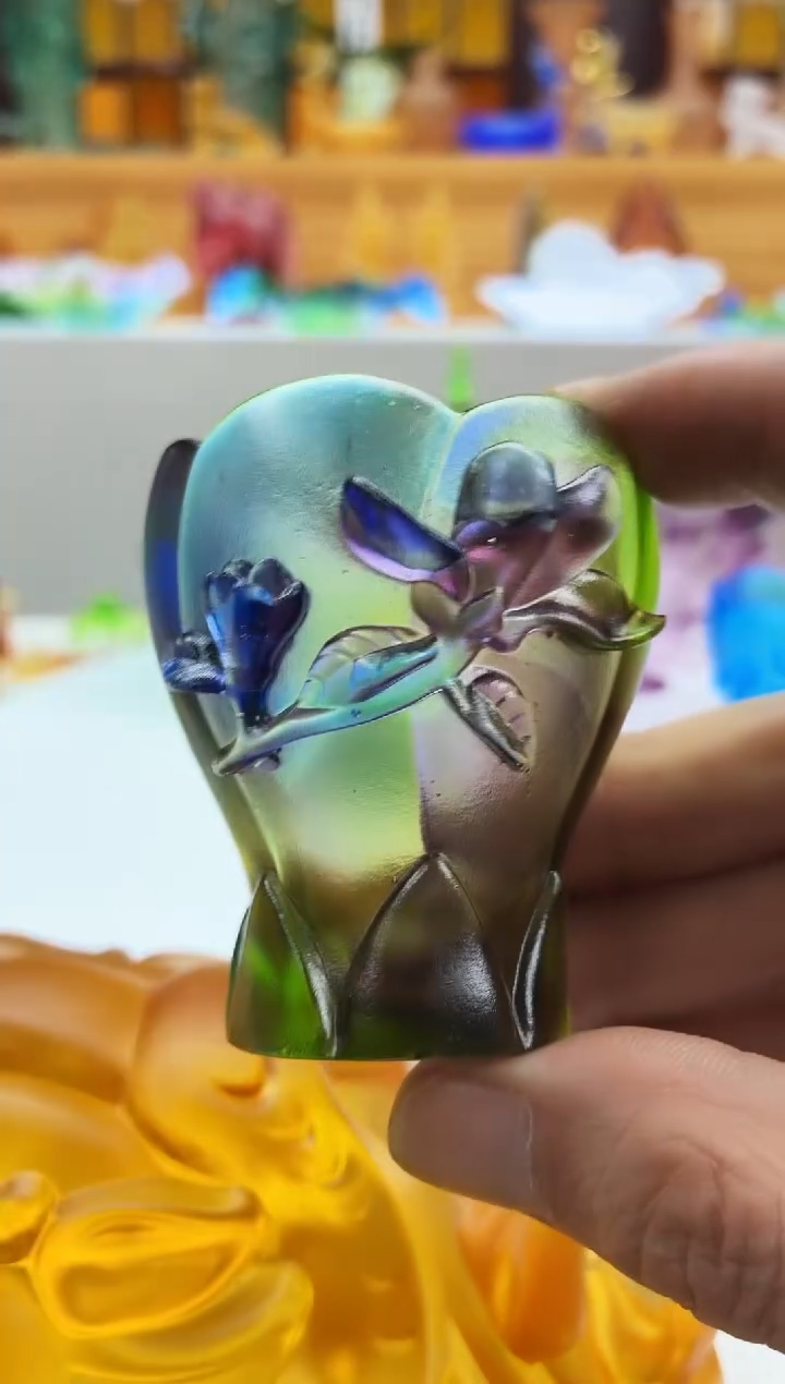 手工艺品琉璃彩色兰花杯