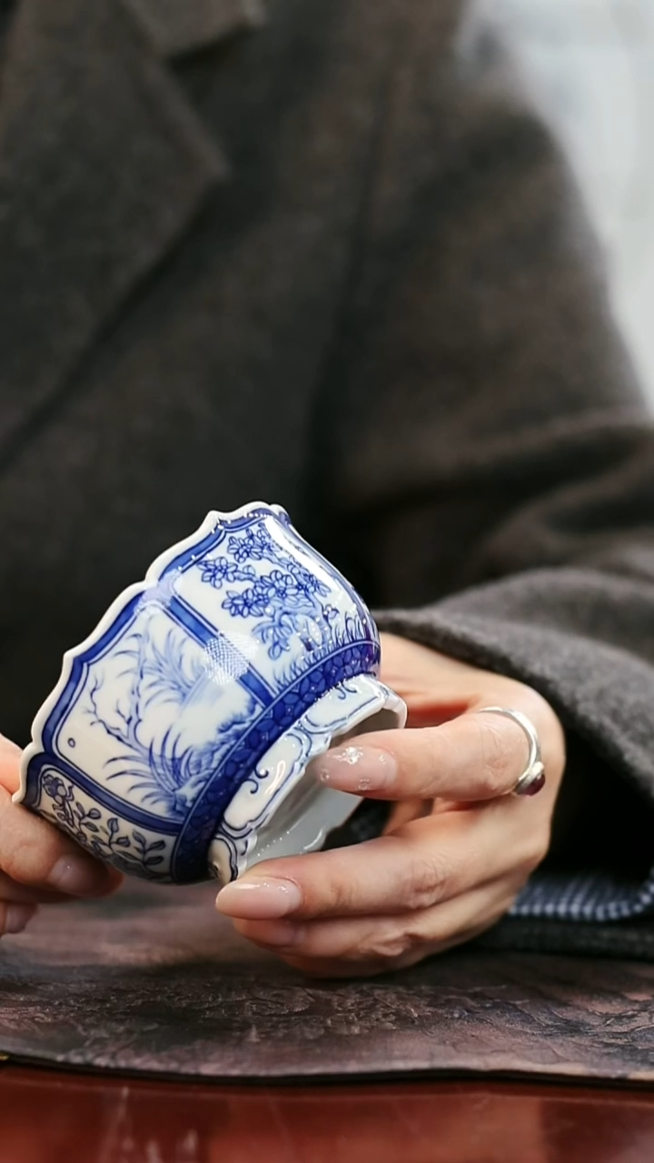 镹曰陶柴窑手工手绘青花