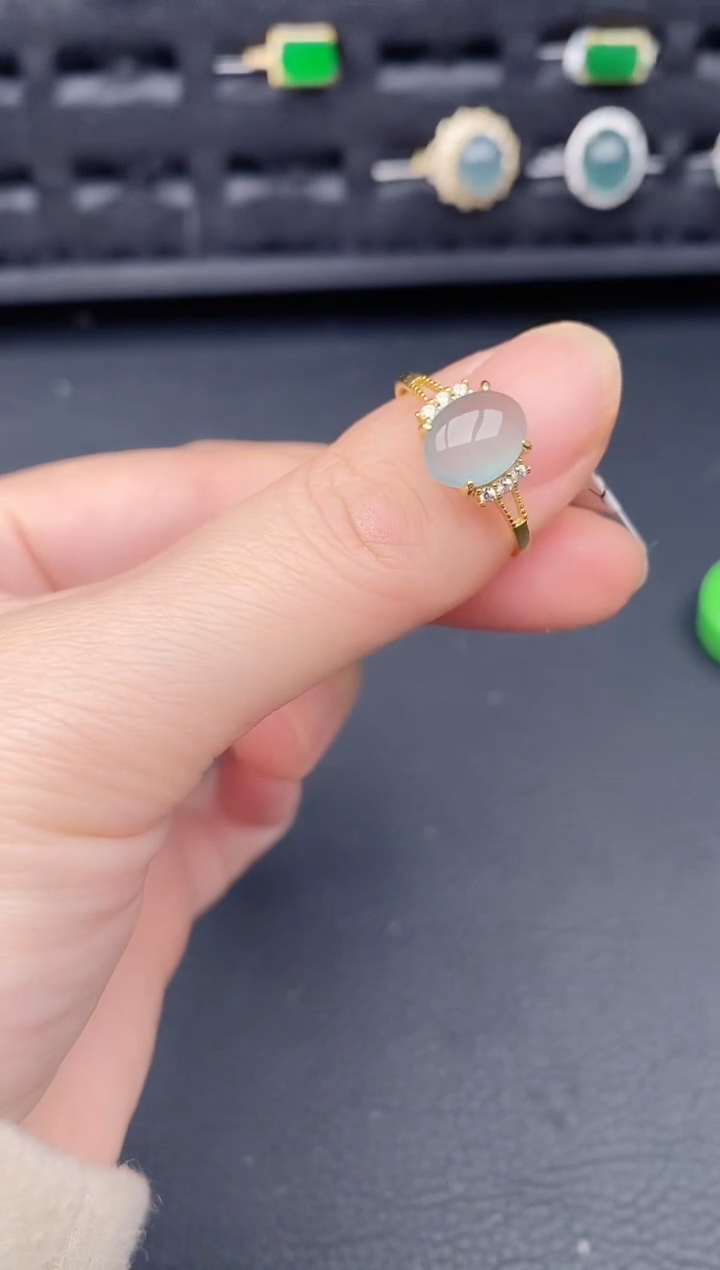 银S925镶嵌戒指翡翠天然a货翡翠180