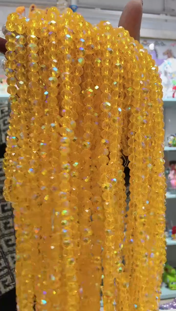 玻璃11103卡6水晶扁10条进口彩金黄