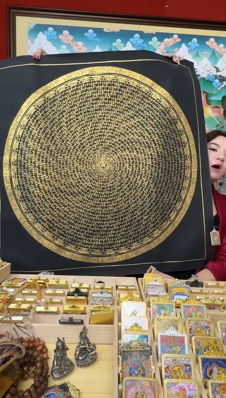 吊坠六字-热贡纯手绘