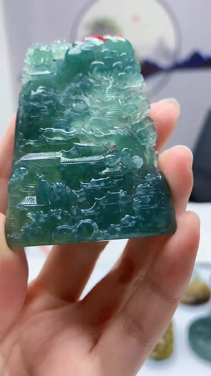 【闪购商品】定制翡翠未镶嵌4812zm-毛货挂件山水108