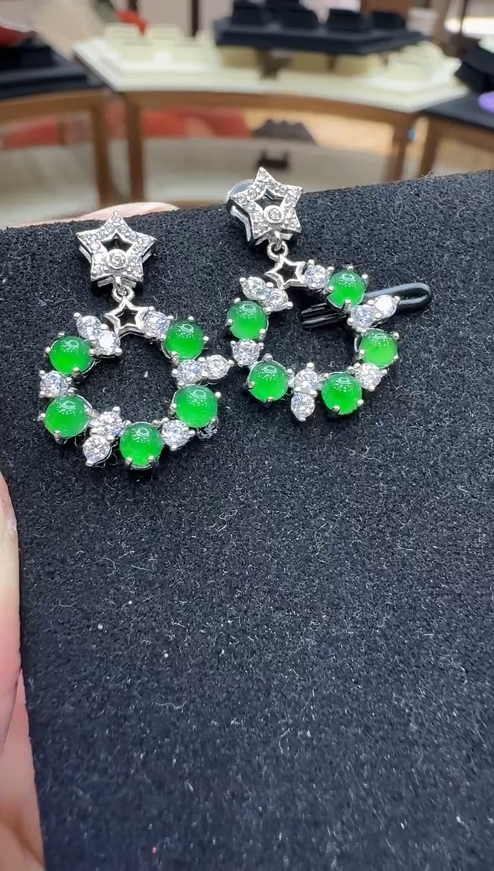 银S925镶嵌翡翠耳饰多样性团购发一件