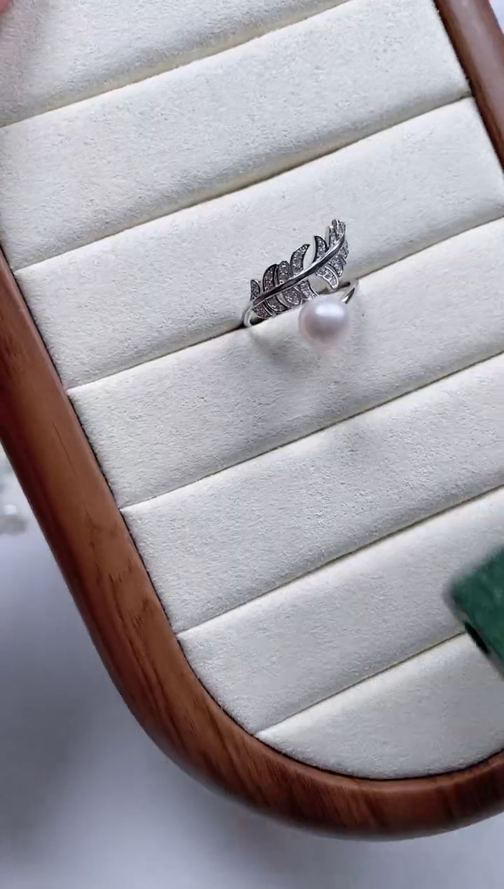 【闪购商品】海水珍珠戒指银S925镶嵌麦穗款珍珠戒指