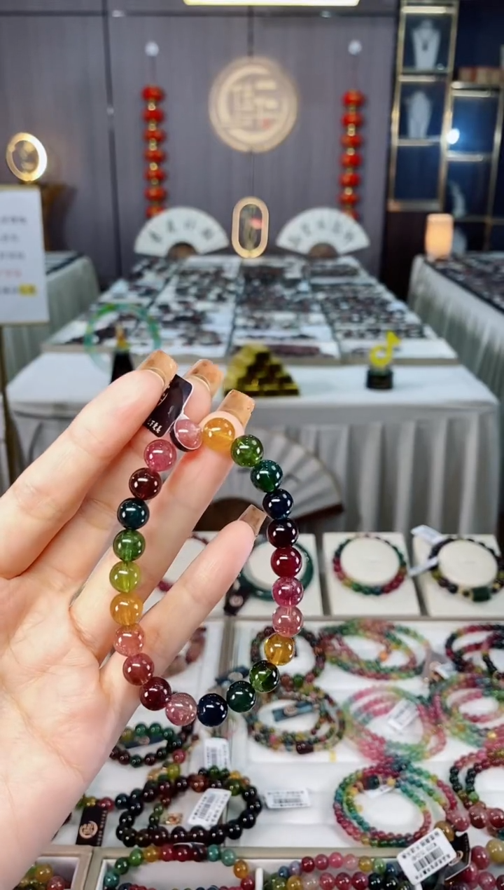 未镶嵌老矿碧玺色标高透单圈手串8mm+碧玺dan多样性发货一条