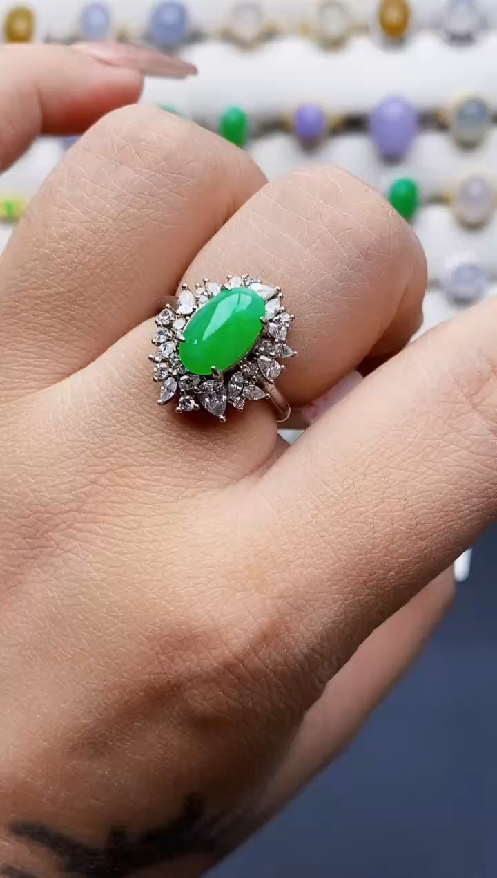 银S925镶嵌戒指翡翠2351