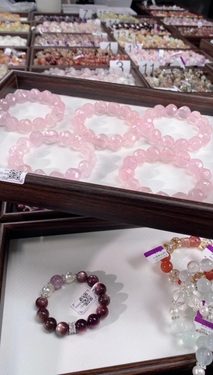 未镶嵌手链水晶粉晶奶酪单圈