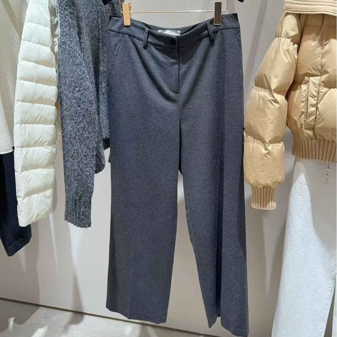 口袋长裤拼接秋冬高腰休闲裤设计师女装短裤针织EWF353K00600