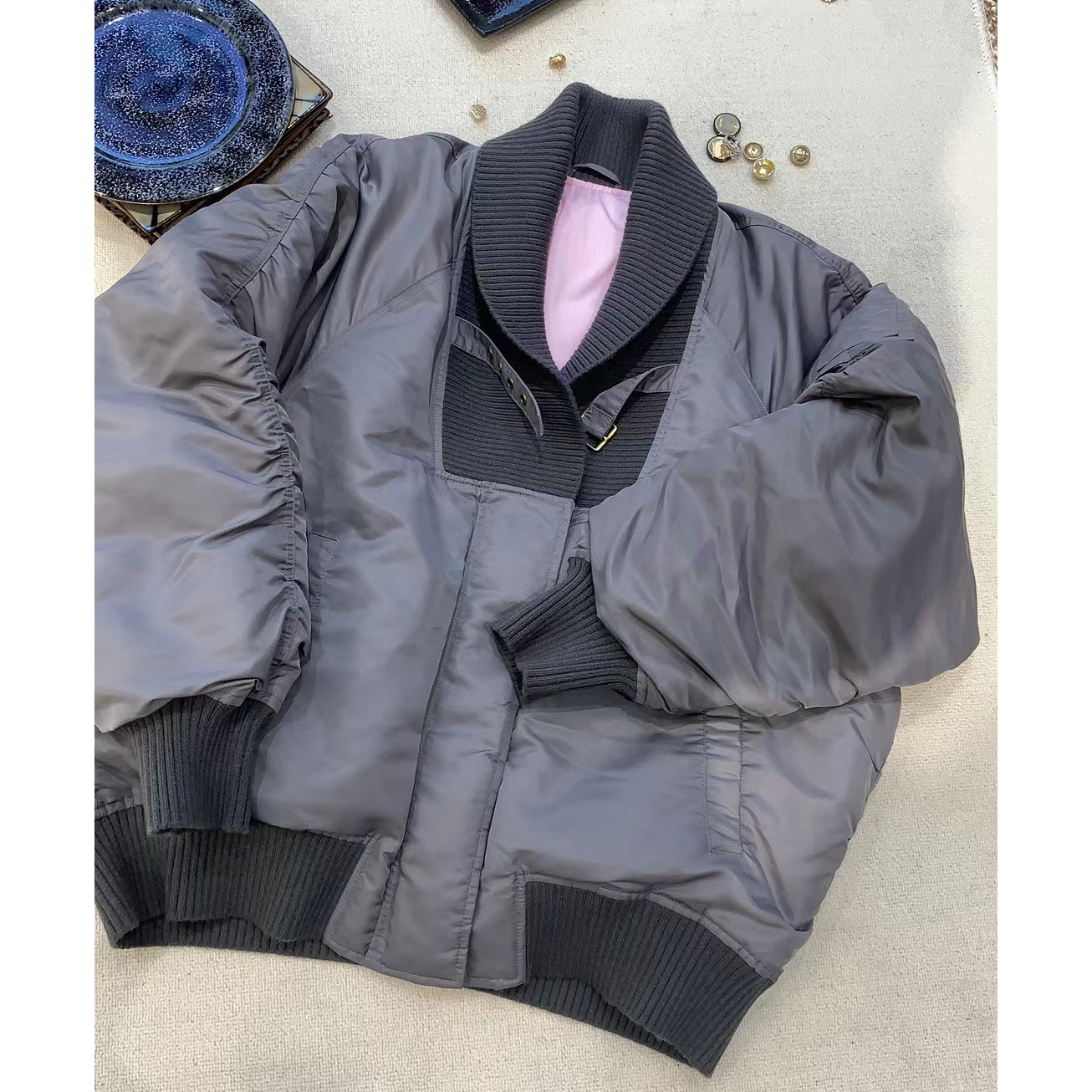 【no退no换 谨慎下单】拼接针织领鹅绒外套 EC660