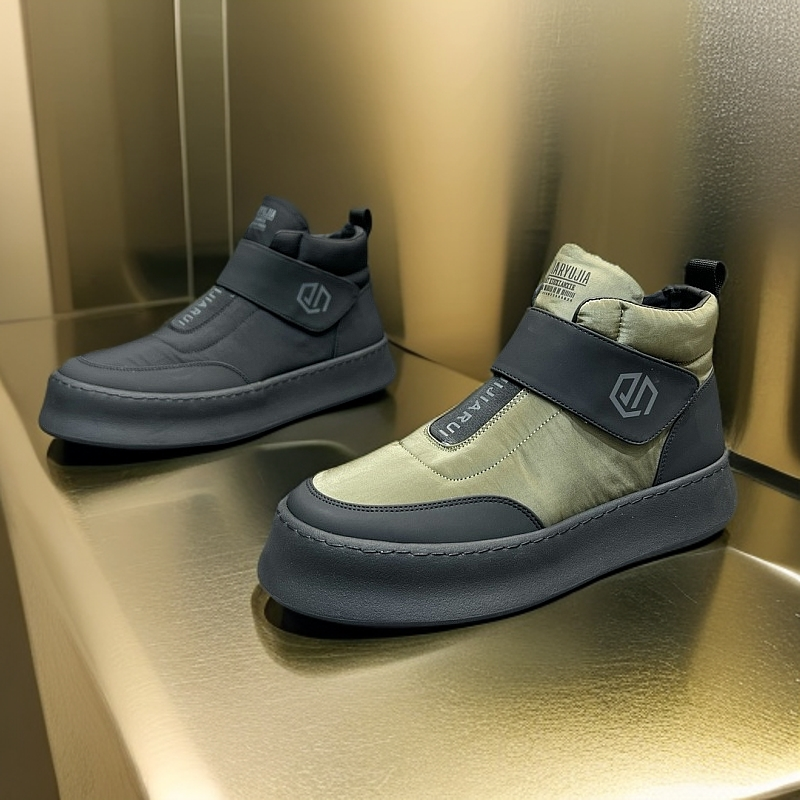 欧洲站冬季中帮羽绒棉男士休闲鞋百搭舒适厚底男鞋潮款短靴