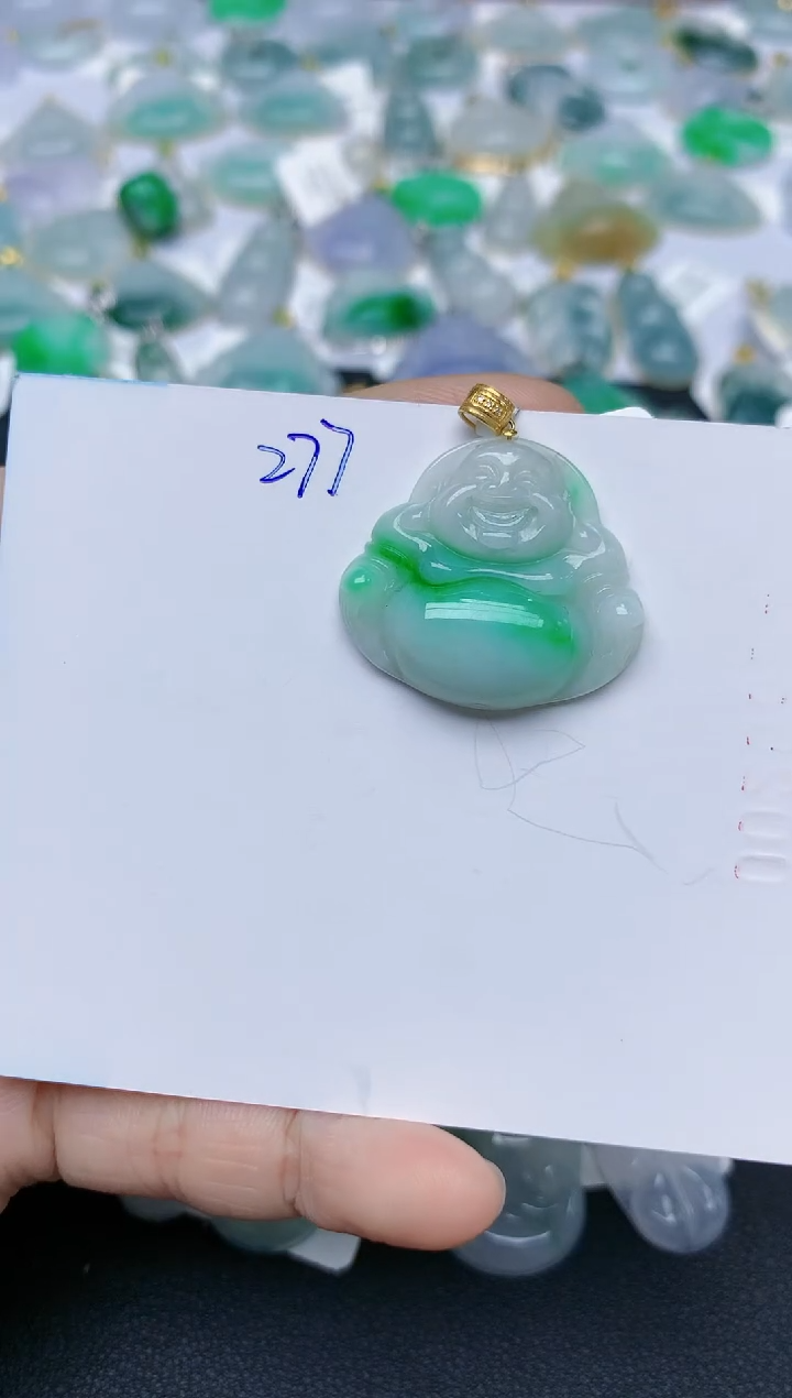 【闪购商品】翡翠颈饰18K金镶嵌天然翡翠A货    