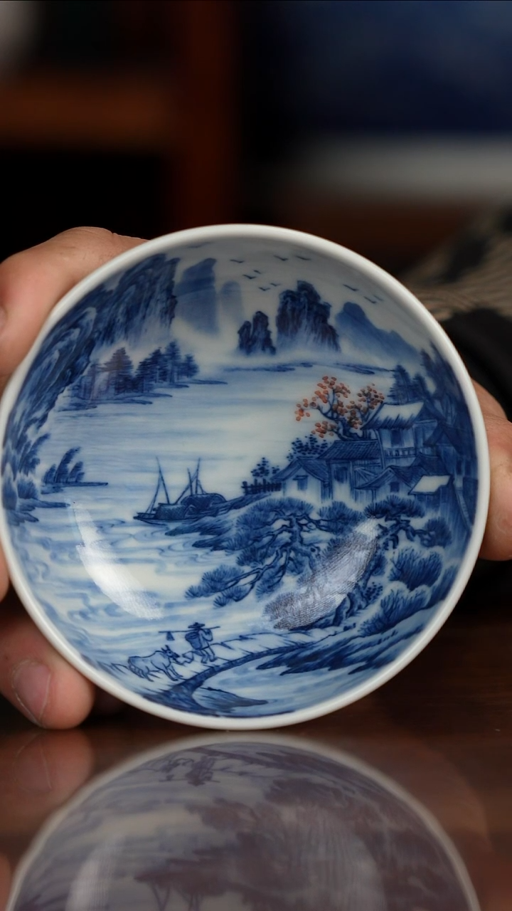 景琳藏青花北派山水牧归图