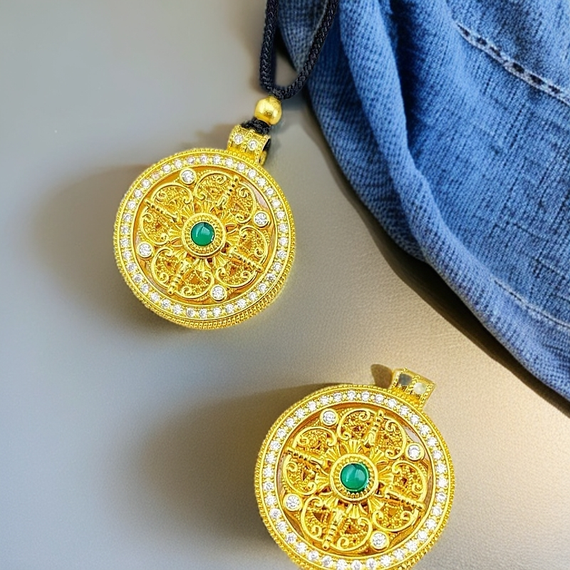 铜合金吊坠 转动四方金刚杵罗盘吊坠手工气质时尚百搭复古古风