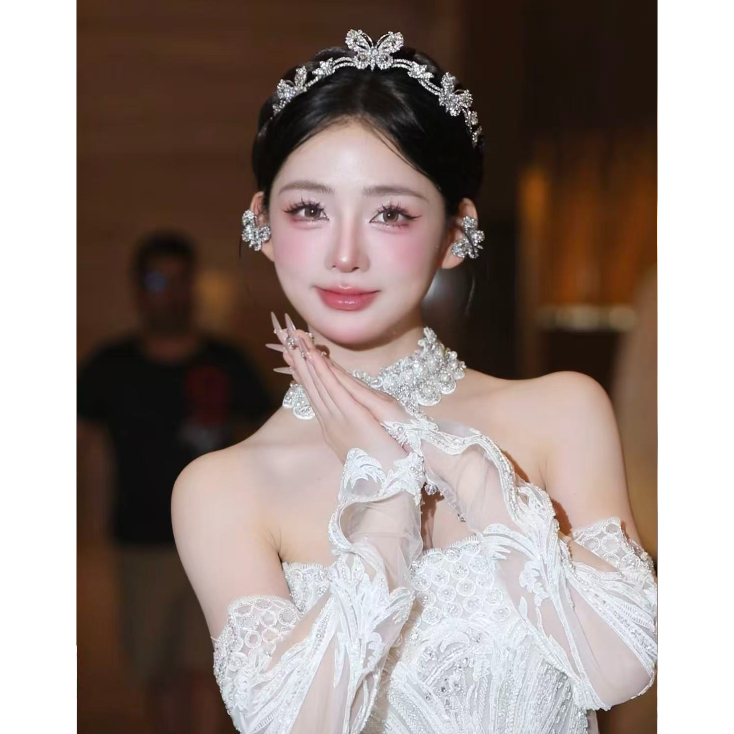 蝴蝶精美皇冠+耳饰套装AA37