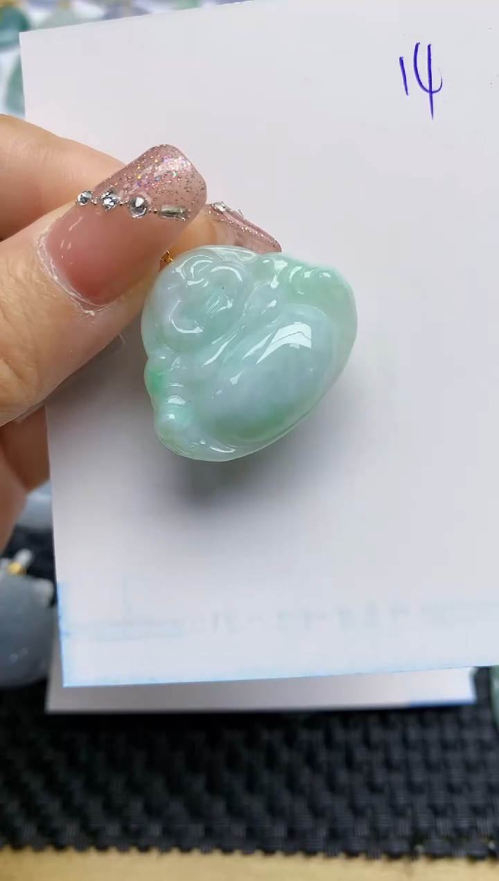 【闪购商品】翡翠颈饰18K金镶嵌天然A货翡翠 14