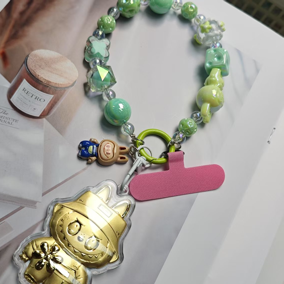 合成金属树脂手链 拉Bu手机链XM92-2