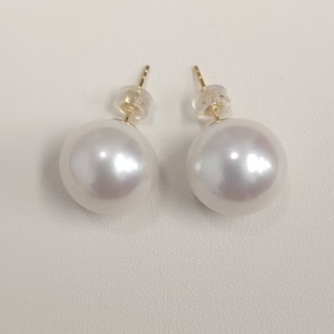 AIKJIANG/爱匠【新粉必入】暴大淡水极光珍珠耳钉14-15mmS925银