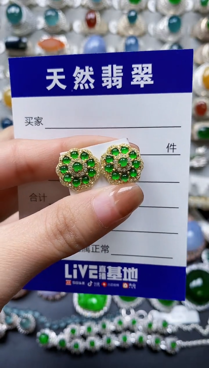 【闪购商品】翡翠耳饰银S925镶嵌0204