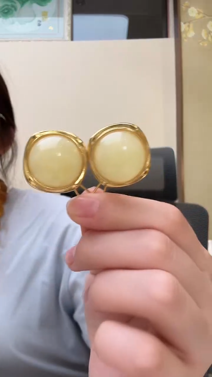 琥珀未镶嵌耳饰耳环