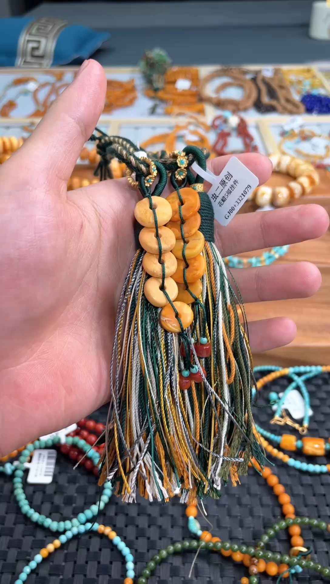 【闪购商品】琥珀裸石银S925镶嵌五福包挂多样发其一