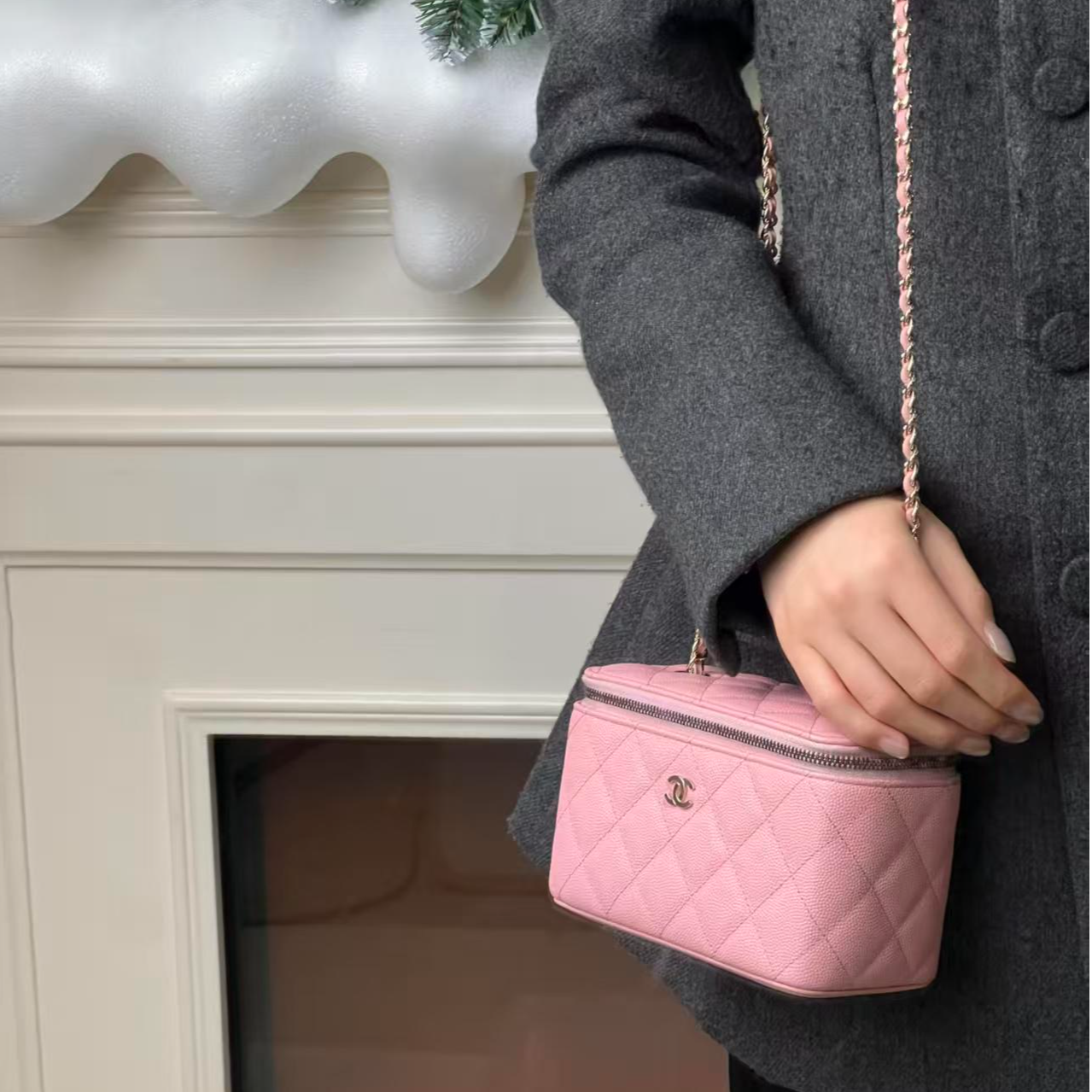 99新 Chanel/香奈儿 长盒子粉金荔枝牛/甄选