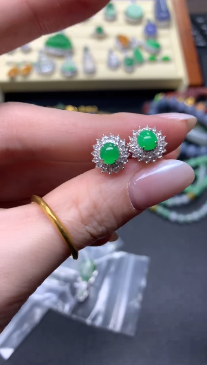 【闪购商品】翡翠耳饰18K金镶嵌耳饰|6980+698