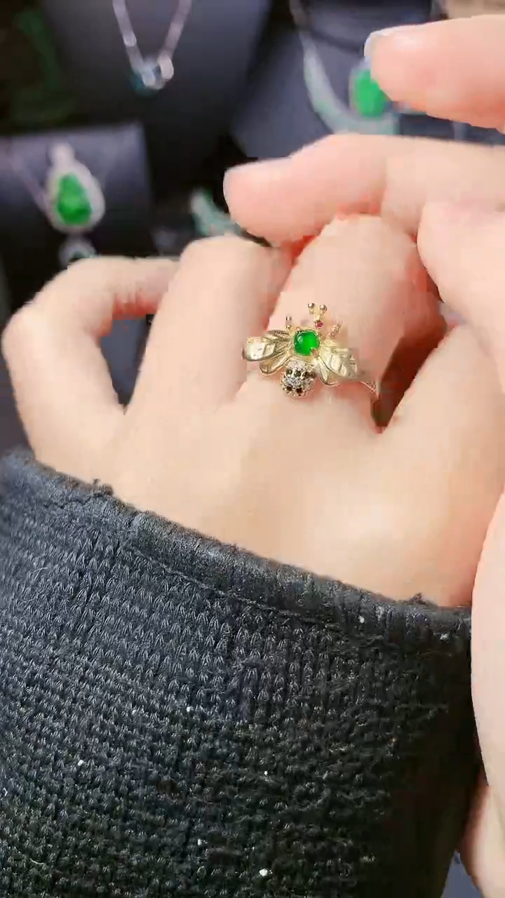 【闪购商品】翡翠戒指银S925镶嵌戒指