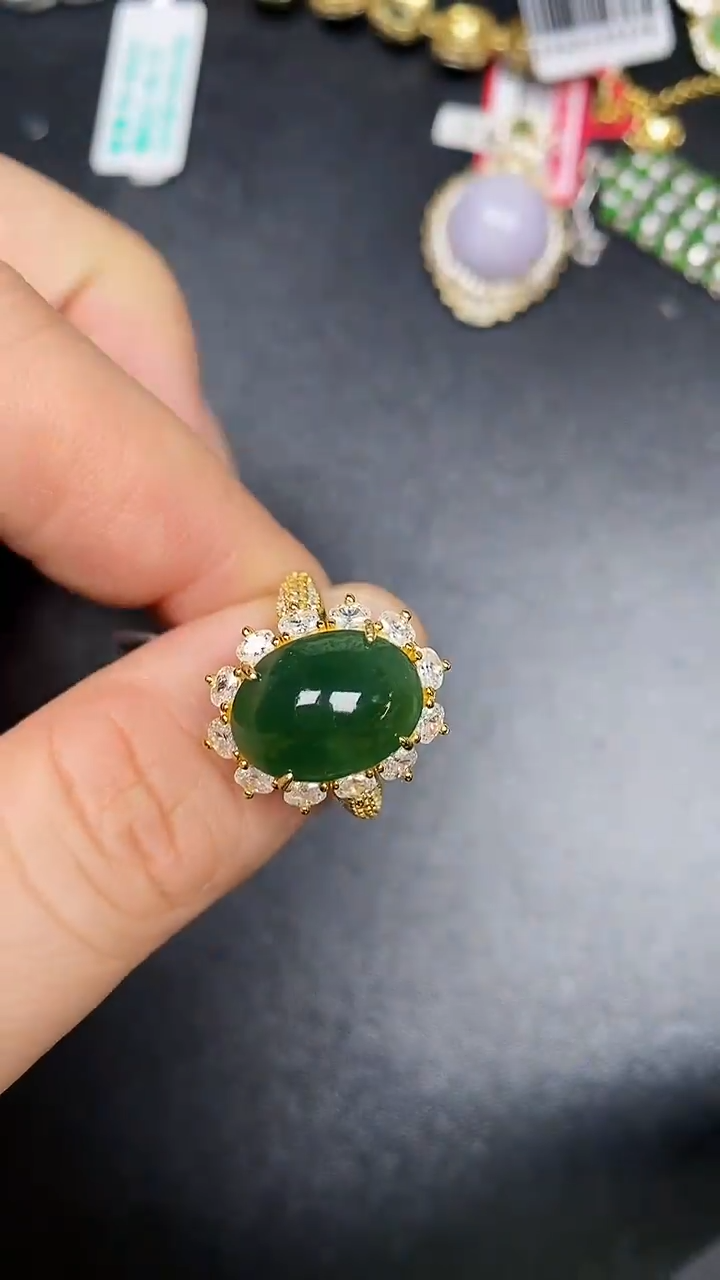 银S925镶嵌戒指翡翠2840