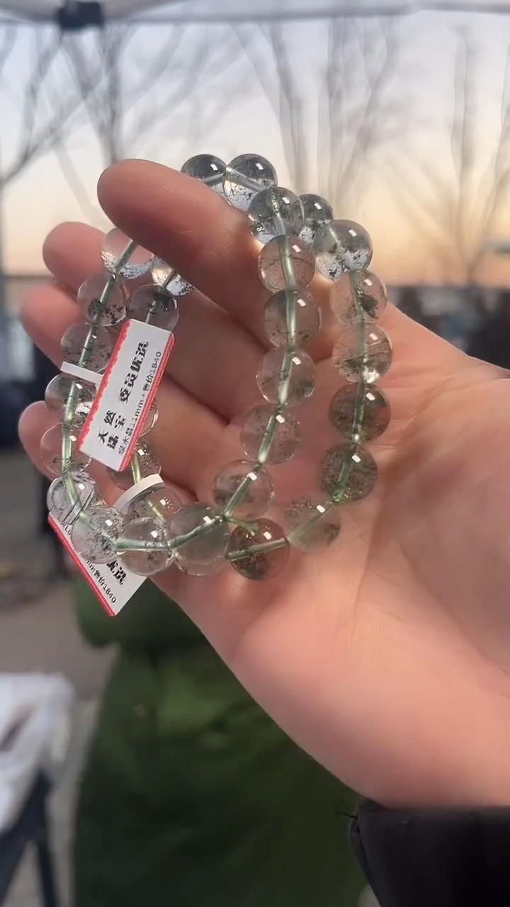 【闪购商品】绿水晶手链未镶嵌天然绿幽灵手串多样性发一11mm