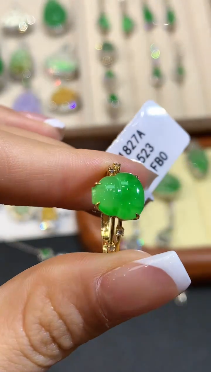 【闪购商品】翡翠戒指18K金镶嵌L0523多样性发其一