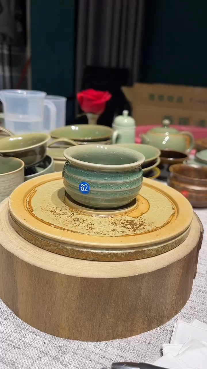 摆件陶原生态原矿青绿弦纹