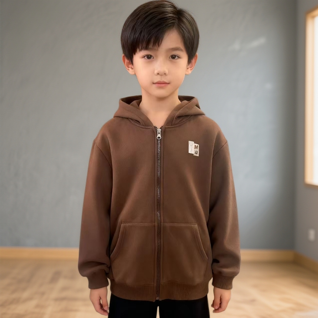 6949儿童保暖连帽加绒针织外套