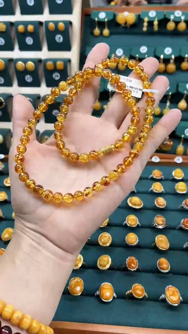 手链琥珀未镶嵌精品花珀项链